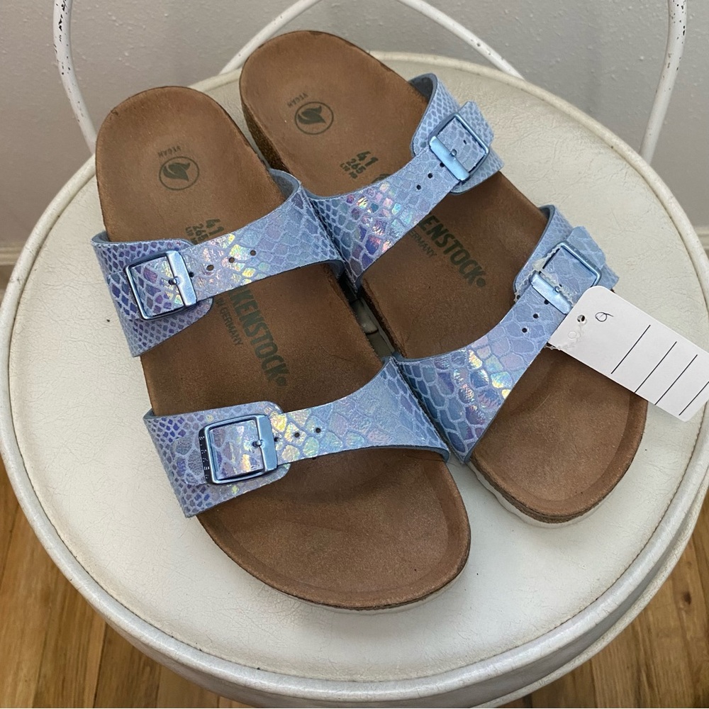 Birkenstock Blue Iridescent Scale Print